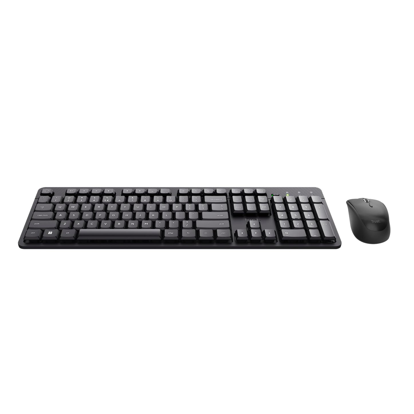 Trust Ody II Wireless Keyboard and Mouse Set Dutch QWERTY Layout, Silent Keys and Mouse Buttons, Wireless Keyboard and Mouse, Spill Proof Keyboard for PC, Computer, Laptop, Mac - Black