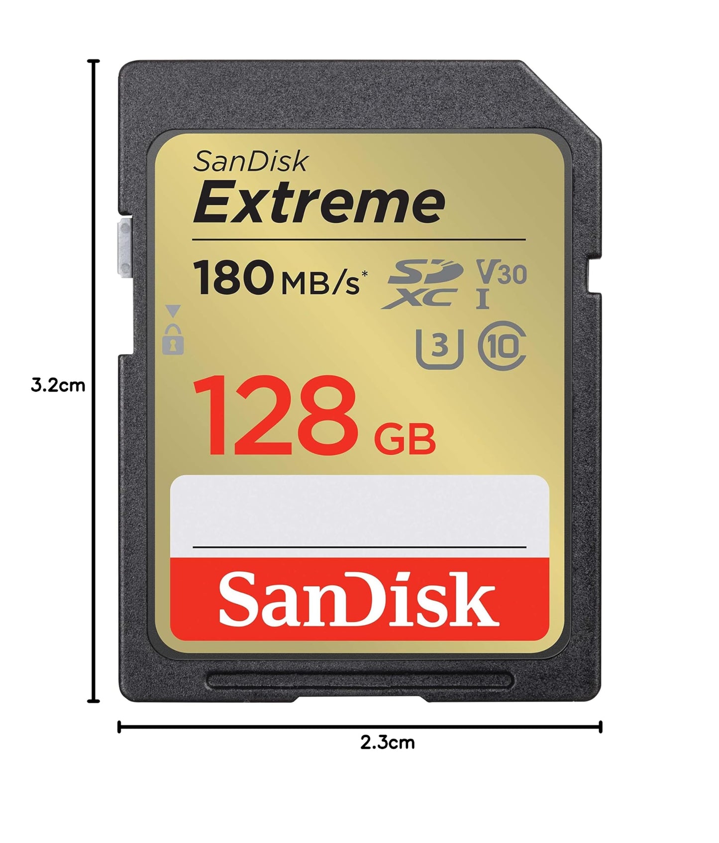 SanDisk Extreme SDXC UHS‐I‐Kaart 128 GB (RescuePRO Deluxe Software, Leessnelheden tot 180 MB/s, 4K UHD, Class 10, UHS-I, U3, V30) Goud