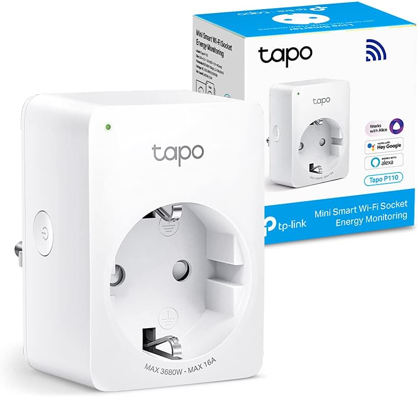TP - link Tapo Smart WiFi - stopcontact Tapo P110 met energieverbruiksregeling, smart home Alexa - stopcontact, werkt met Alexa, Google Home, spraakbesturing, toegang op afstand, geen hub nodig, mini - NLMAX