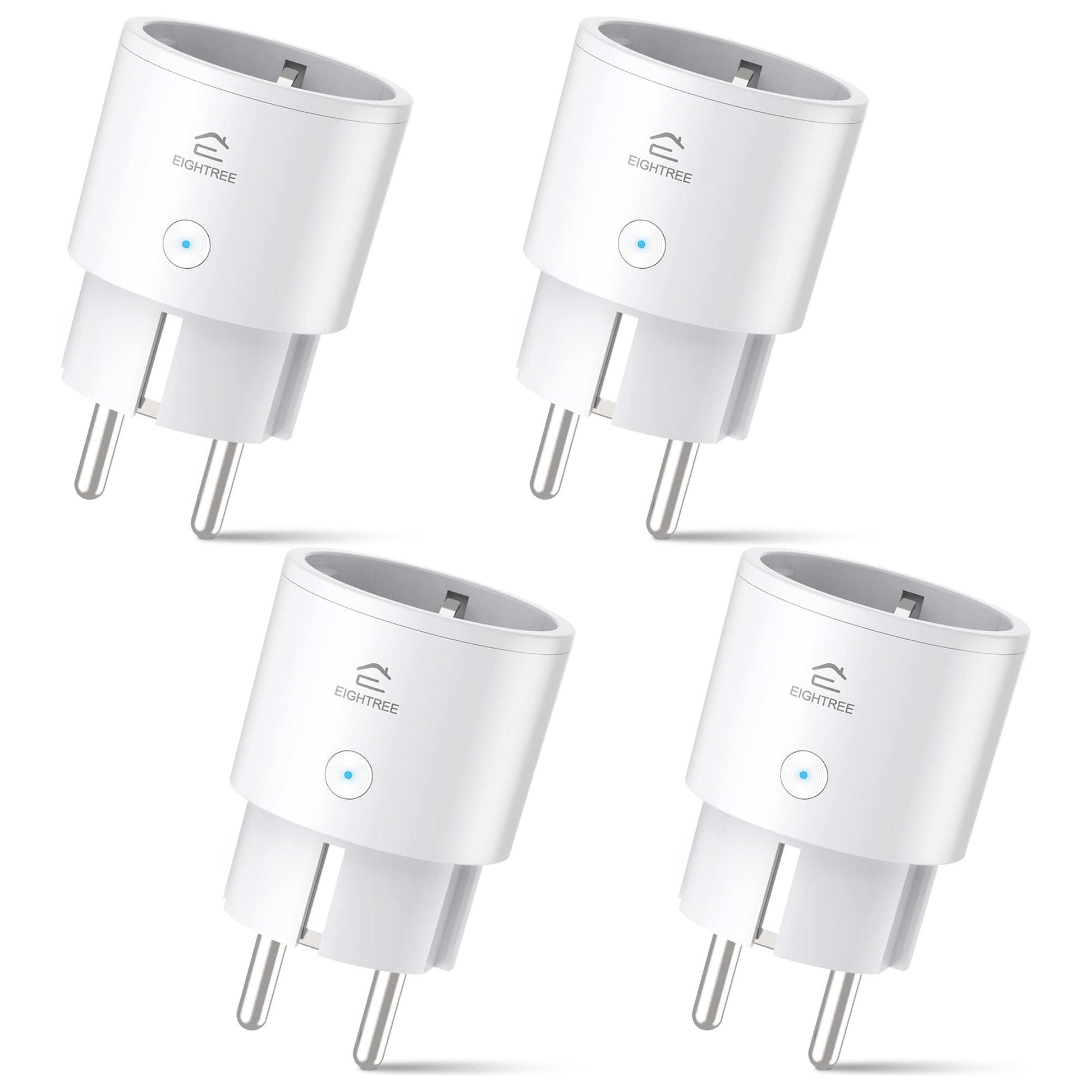 EIGHTREE Smart Plug Slimme Stekker Set van 4, Met Stroomverbruiksmeting, Alexa & Google Home Compatibiliteit, Spraakbesturing en Timer, Slim Huis met 2,4 GHz WiFi - NLMAX
