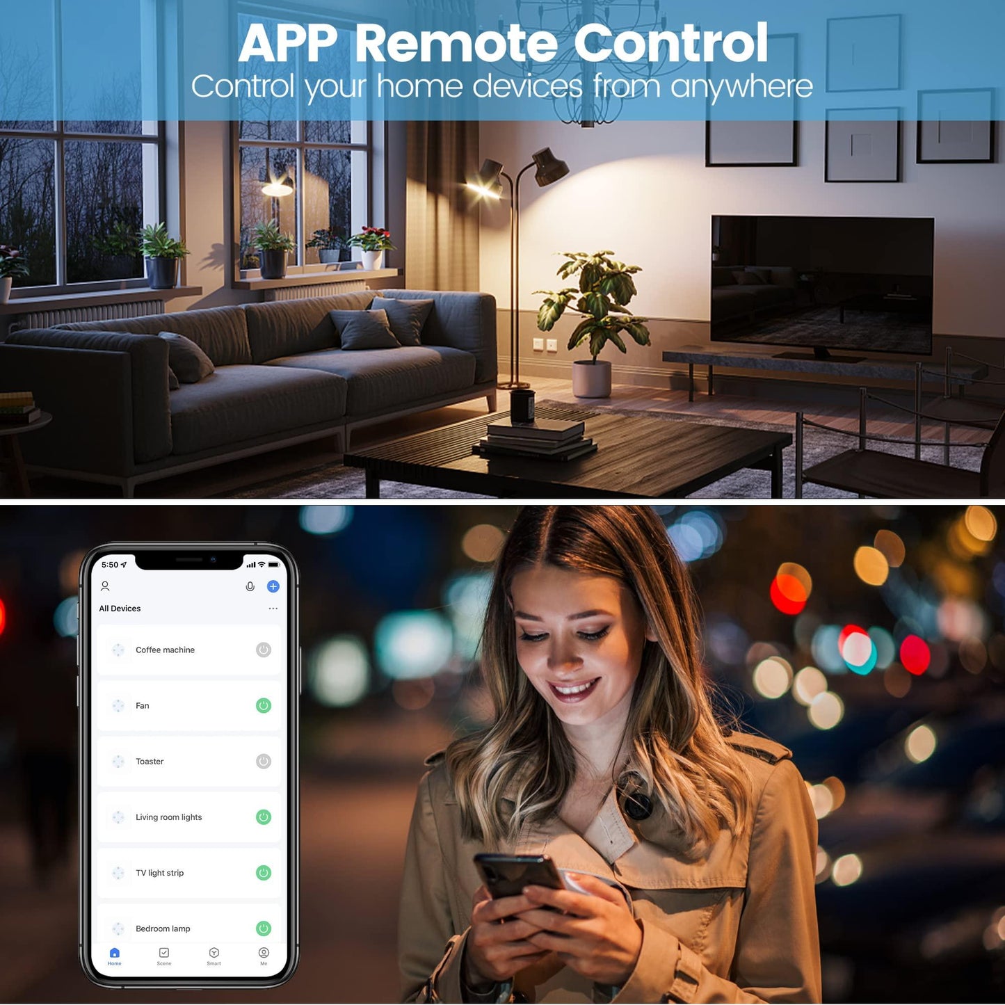 EIGHTREE Smart Plug Slimme Stekker Set van 4, Met Stroomverbruiksmeting, Alexa & Google Home Compatibiliteit, Spraakbesturing en Timer, Slim Huis met 2,4 GHz WiFi - NLMAX