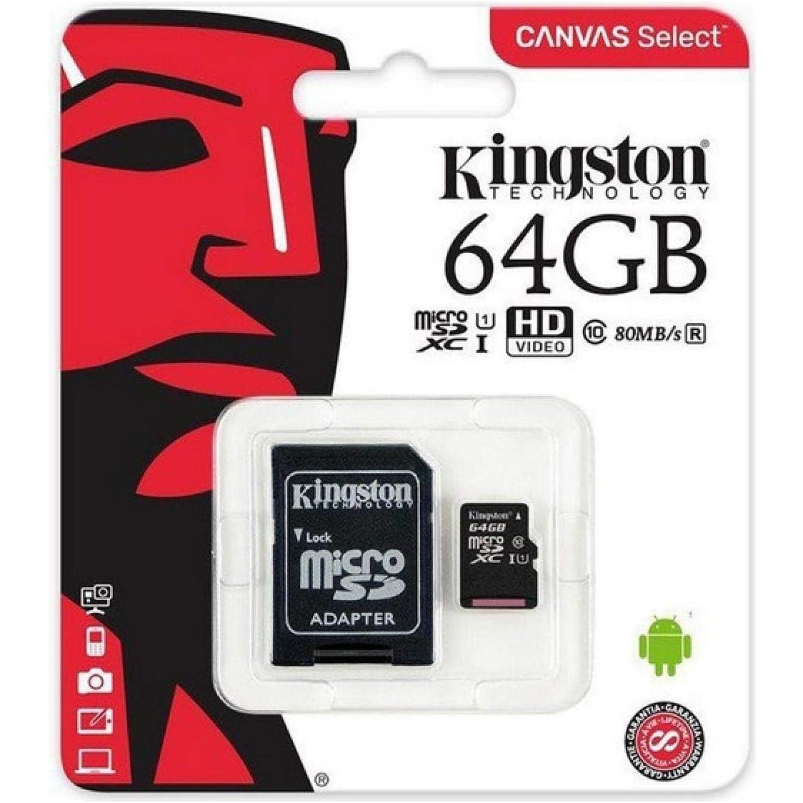 Kingston Canvas Select Plus microSDcard,64GB,Grijs - NLMAX