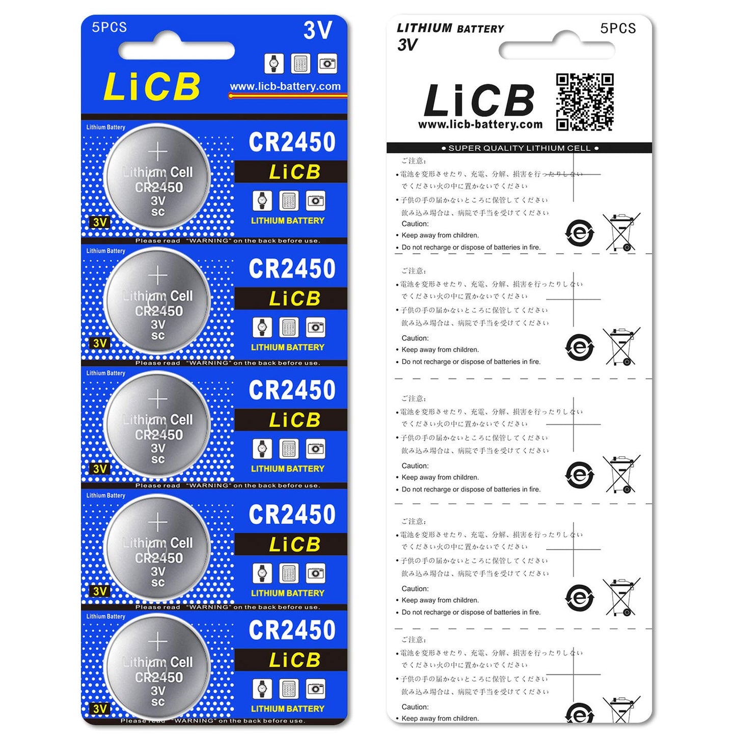 LiCB CR2450 Lithiumknoopcelbatterijen, 3 V, 10 stuks - NLMAX