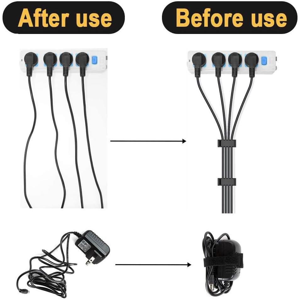 MiuCo 100 stuks kabelorganizers, Cable Management Kit met Kabelbinders Klittenband en Kabelclips Kabelhouders Zelfklevend, Kabelmanagement Set voor bureaus met cable holder en klittenband zelfklevend - NLMAX