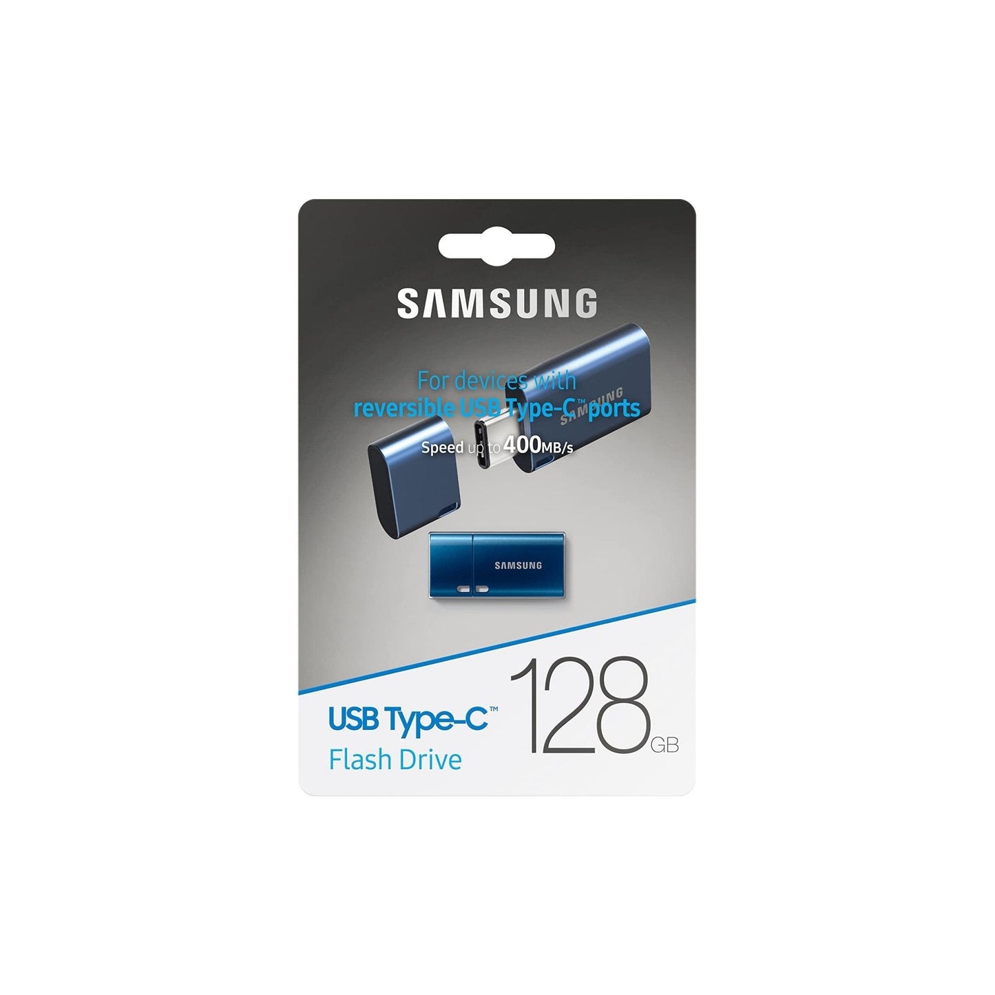 Samsung USB-stick, USB-C, 128GB, 400MB/s lezen, 60MB/s schrijven, MUF-128DA/APC USB 3.1 Flash Drive voor notebooks, tablets en smartphones, blauw - NLMAX