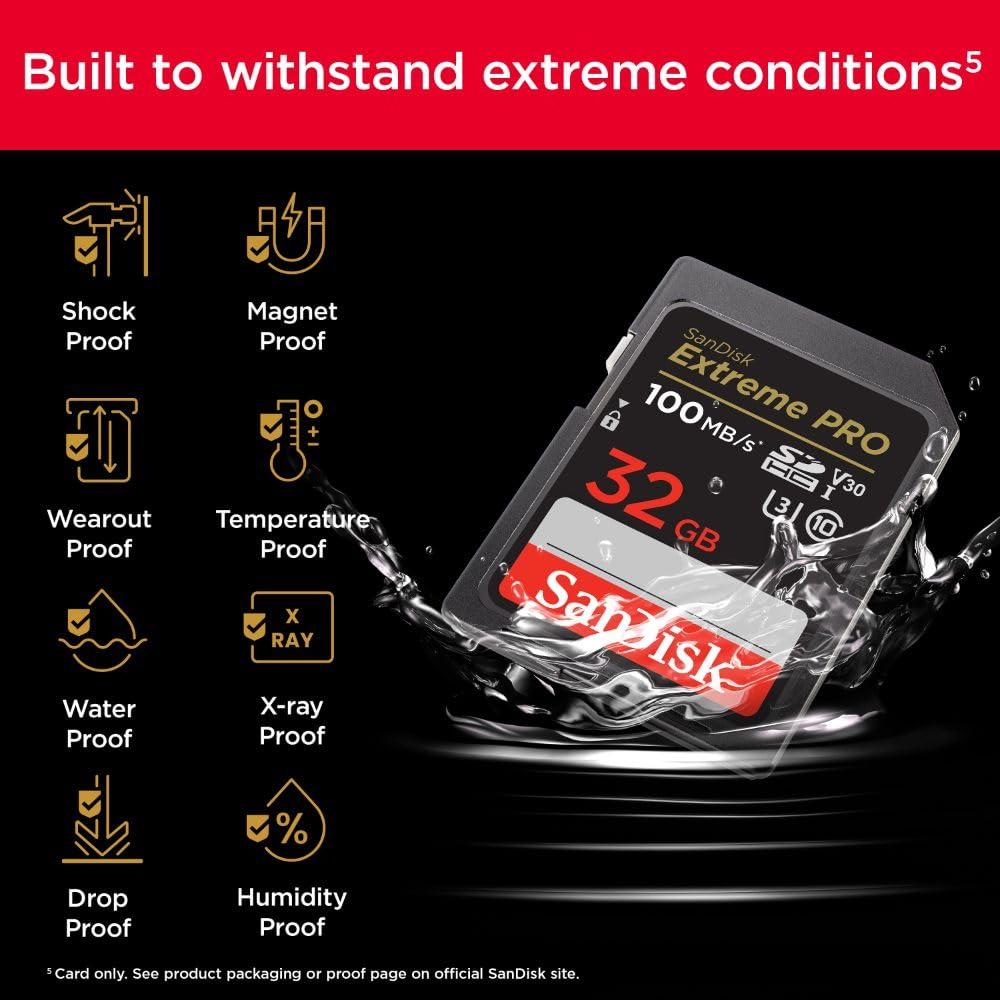 SanDisk 32 GB Extreme PRO RescuePRO Deluxe SDHC+-kaart, tot 100 MB/s, UHS-I, klasse 10, U3, V30 - NLMAX