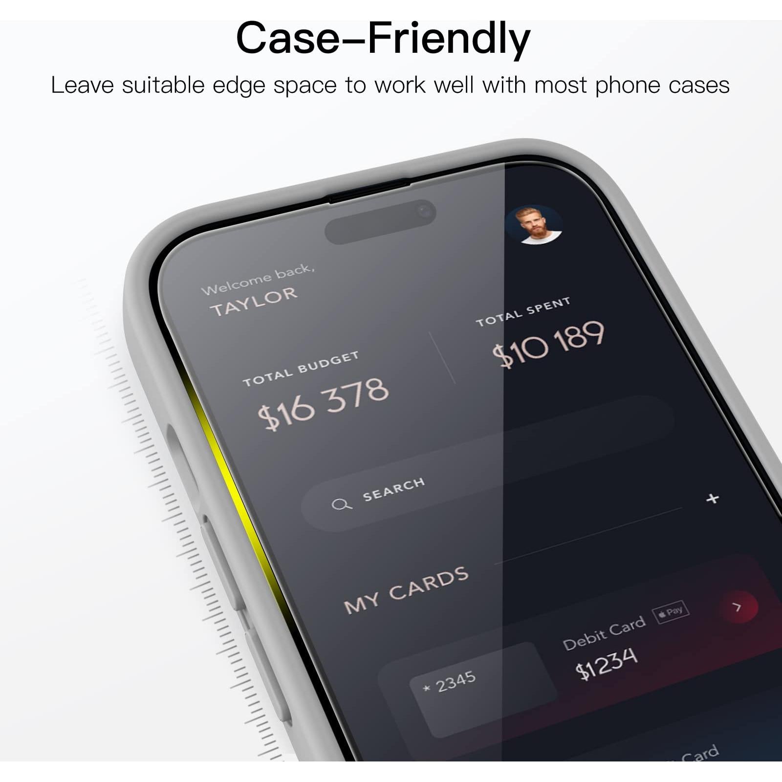 Screen Protector voor iPhone 14 Pro Max 6,7-Inch, Volledige Dekking 9H Gehard Glas 3-Stuks Hoesje Vriendelijk, - NLMAX