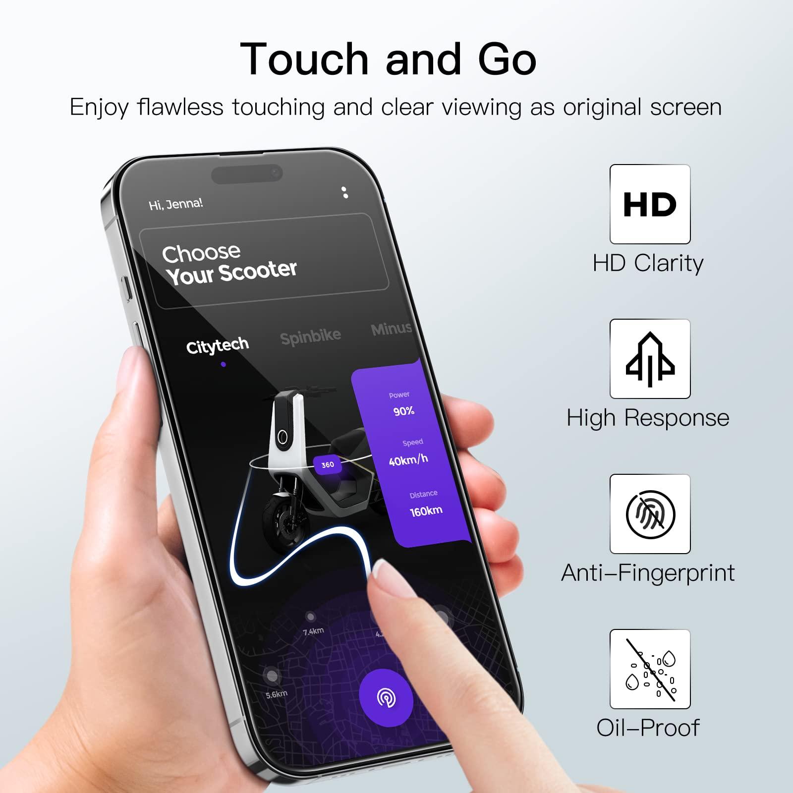 Screen Protector voor iPhone 14 Pro Max 6,7-Inch, Volledige Dekking 9H Gehard Glas 3-Stuks Hoesje Vriendelijk, - NLMAX