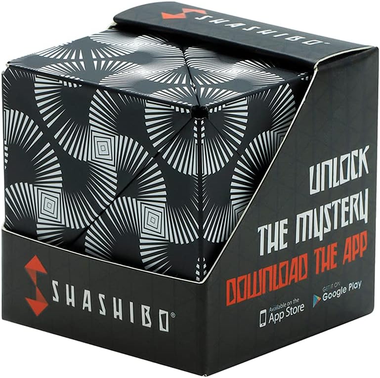 SHASHIBO Vormveranderende Friemelkubus - Bekroonde, Gepatenteerde Stress Kubus met 36 Zeldzame-Aardemagneten - Magische Kubus Shashibo 3D-Kubus Magnetisch Speelgoed - Meer dan 70 Vormen (Black&White) - NLMAX