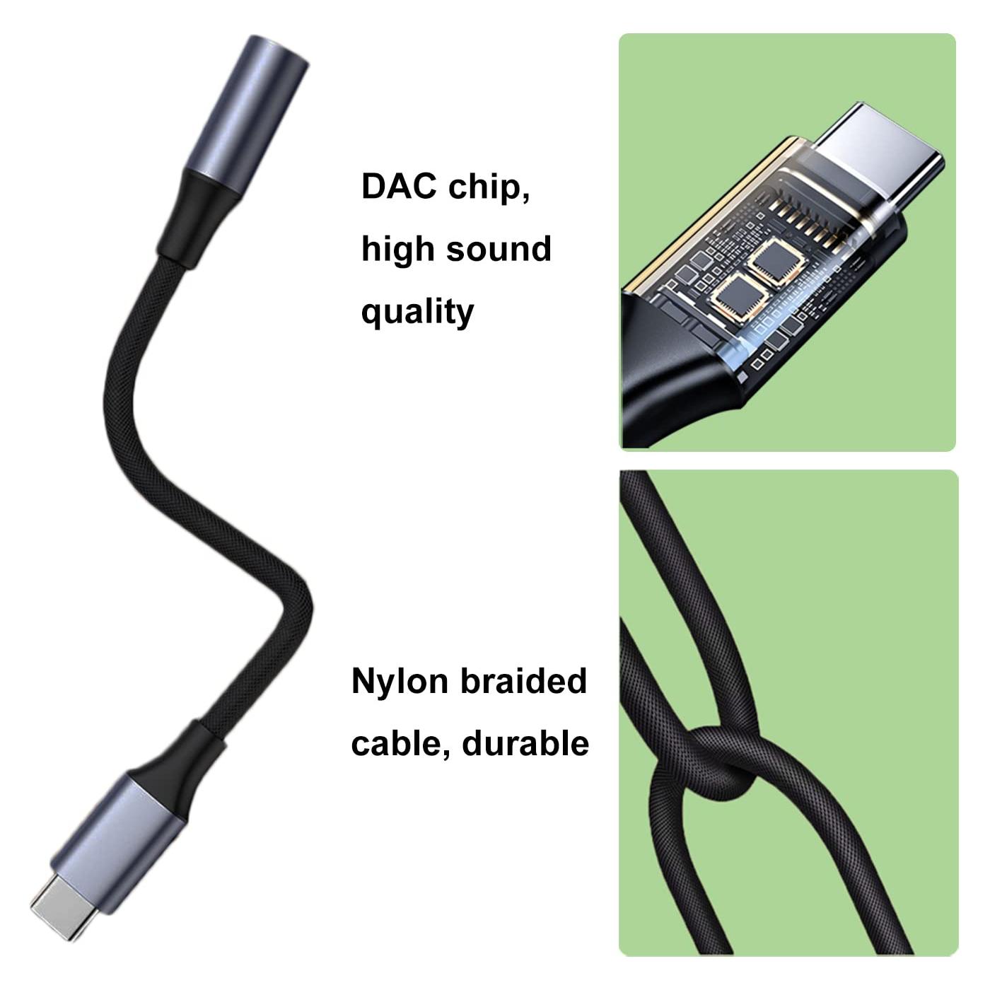 USB C naar 3,5 mm jack adapter (2 stuks), USB type C naar hoofdtelefoon adapter aux audio hoofdtelefoonaansluiting adapter compatibel met Samsung Galaxy S22, S21, S20, Note20, Xiaomi, Huawei, Pixel, OnePlus - NLMAX