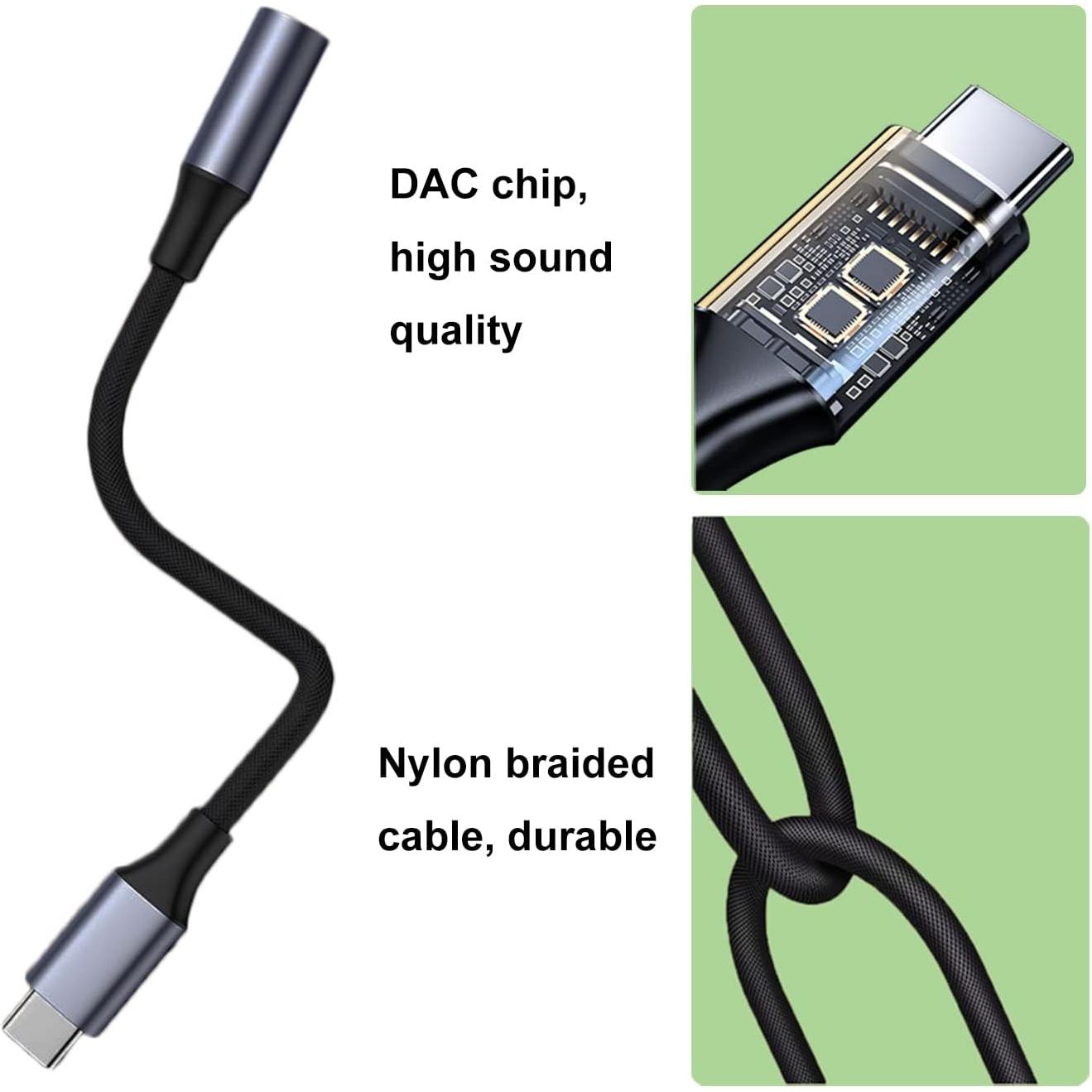 USB C naar 3,5 mm jack adapter (2 stuks), USB type C naar hoofdtelefoon adapter aux audio hoofdtelefoonaansluiting adapter compatibel met Samsung Galaxy S22, S21, S20, Note20, Xiaomi, Huawei, Pixel, OnePlus - NLMAX