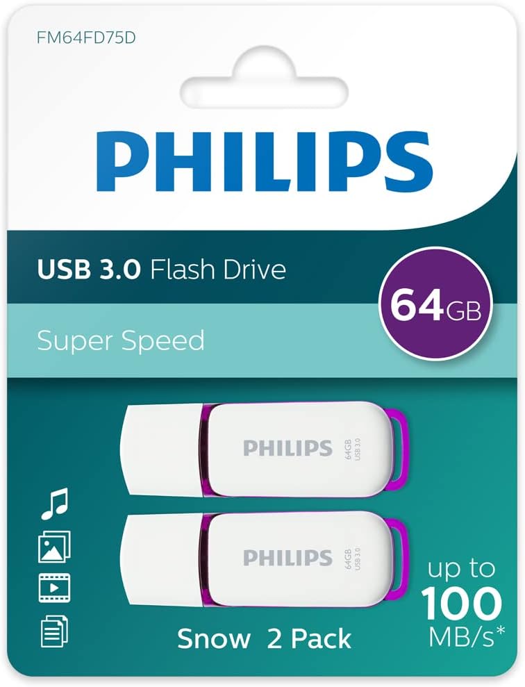 Philips Snow Edition Super Speed 3.0 USB flash drive 8 GB voor PC, laptop, computer, leessnelheid tot 100 MB/s