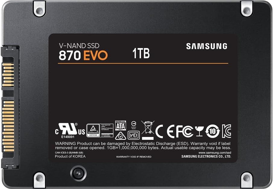 Samsung SSD 870 EVO, 1 TB, Form Factor 2.5", Intelligent Turbo Write, Magician 6 Software, Black (Internal SSD)
