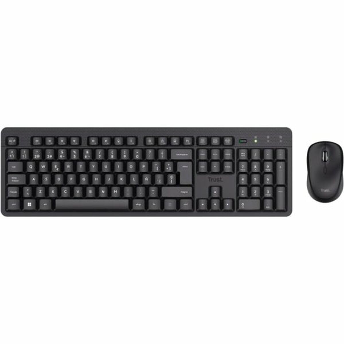 Trust Ymo II Pack Wireless Keyboard & Mouse, Spanish QWERTY Keyboard, Silent Keys, Low Profile Keys, Leak-proof, USB Receiver, Windows, Mac, PC, Laptop, Black