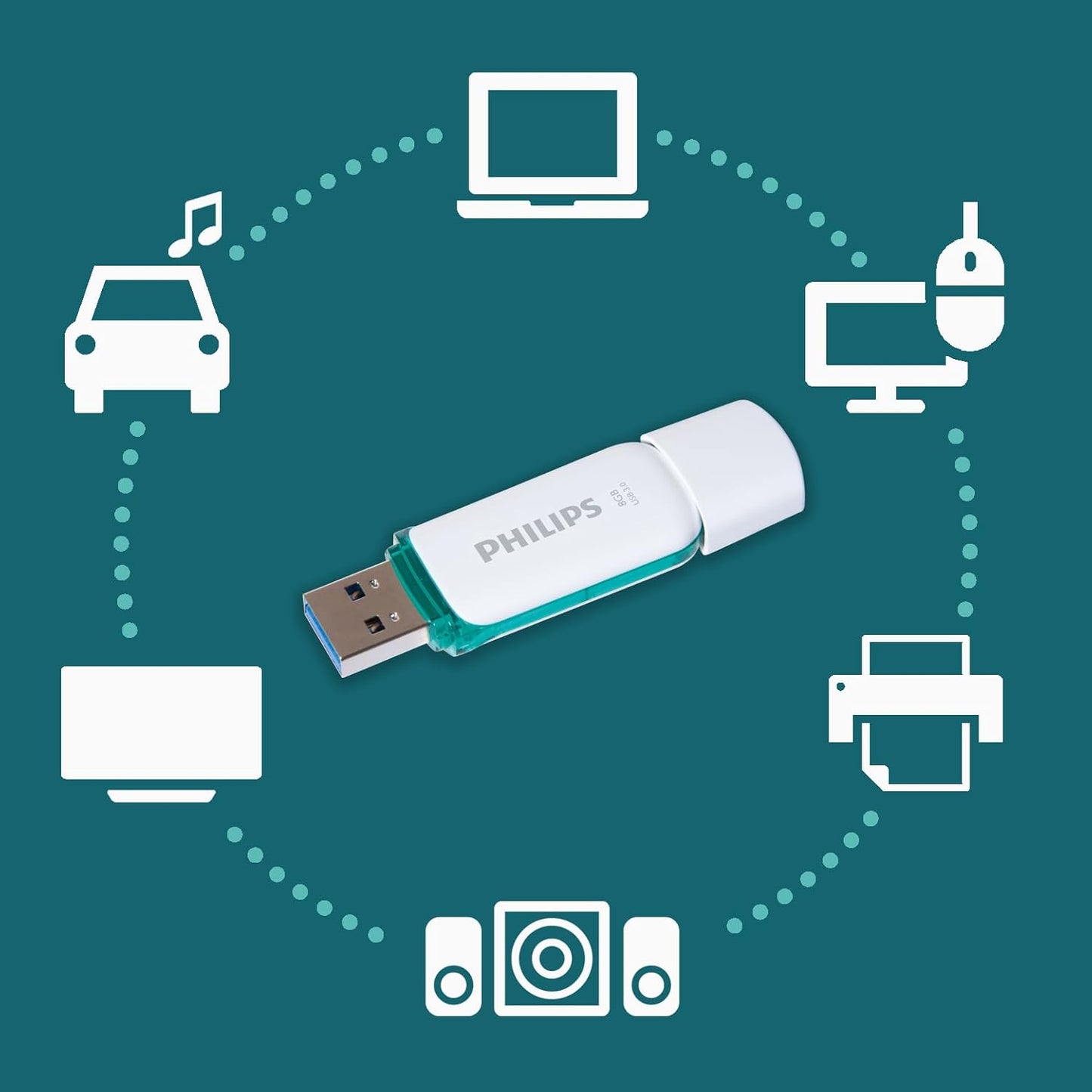 Philips Snow Edition Super Speed 3.0 USB flash drive 8 GB voor PC, laptop, computer, leessnelheid tot 100 MB/s