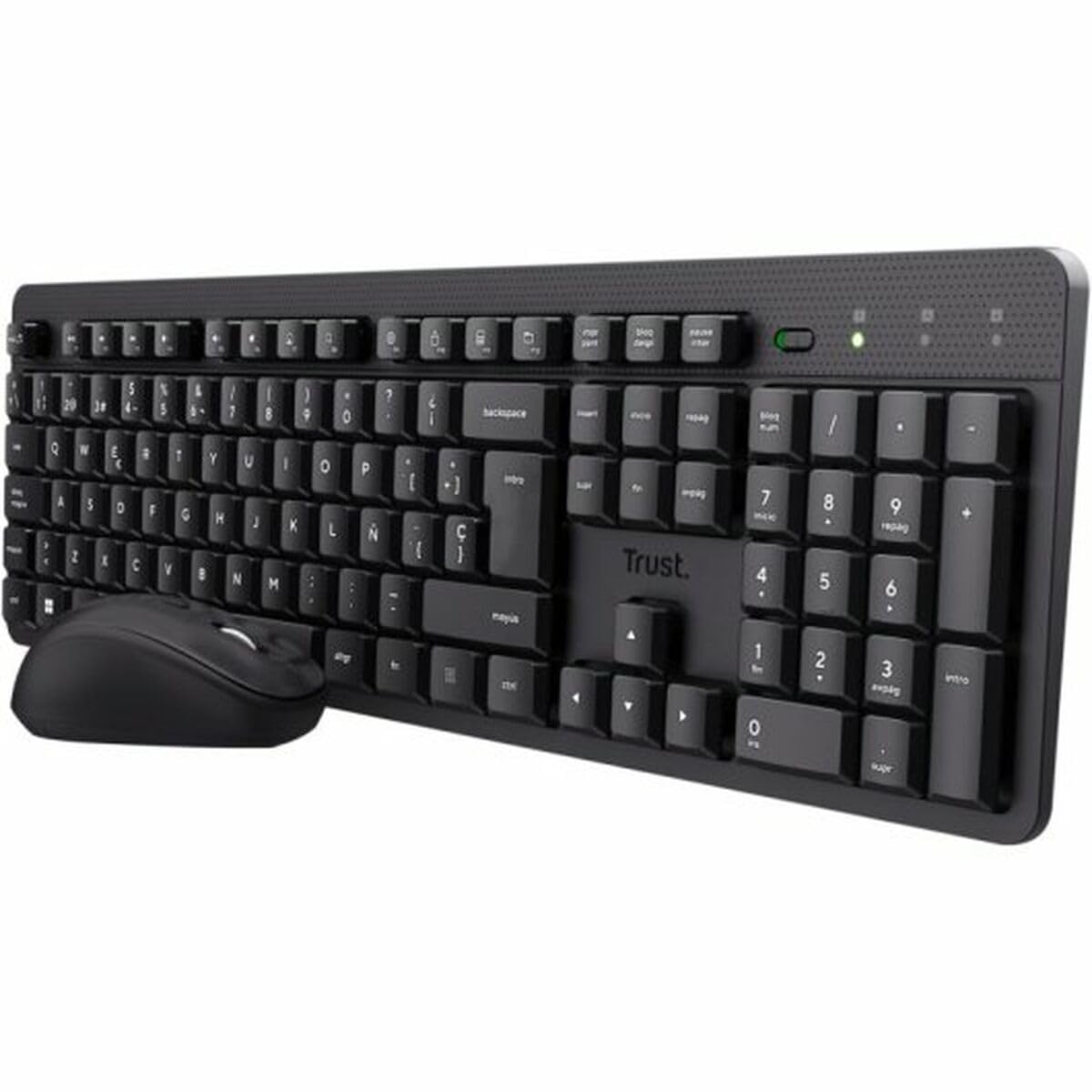 Trust Ymo II Pack Wireless Keyboard & Mouse, Spanish QWERTY Keyboard, Silent Keys, Low Profile Keys, Leak-proof, USB Receiver, Windows, Mac, PC, Laptop, Black