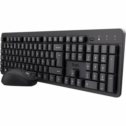 Trust Ymo II Pack Wireless Keyboard & Mouse, Spanish QWERTY Keyboard, Silent Keys, Low Profile Keys, Leak-proof, USB Receiver, Windows, Mac, PC, Laptop, Black