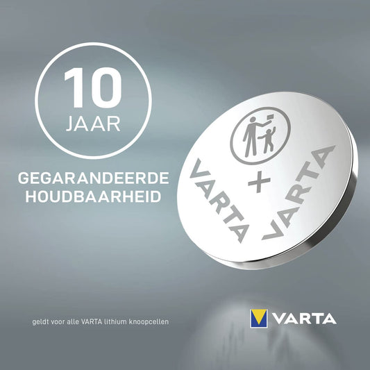 Varta batteries Electronics CR2032 Lithium button cell pack with 2 pcs button cells in original blister pack of 2, metallic