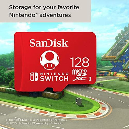 SanDisk MicroSDXC-Kaart Voor Nintendo Switch 128 GB (V30, U3, C10, A1, Leessnelheden Tot 100 MB/s, Van Meerdere Games)