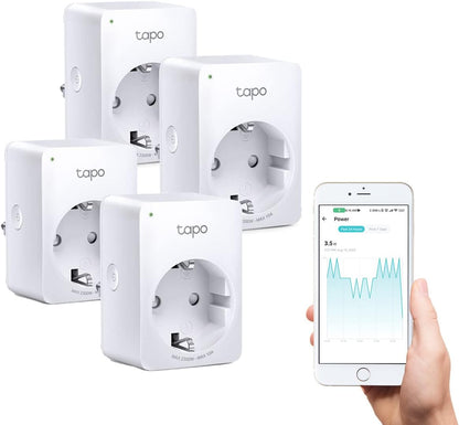 TP-link Tapo Smart WiFi-stopcontact Tapo P110 met energieverbruiksregeling, smart home Alexa-stopcontact, werkt met Alexa, Google Home, spraakbesturing, toegang op afstand, geen hub nodig 4-pack, Wit