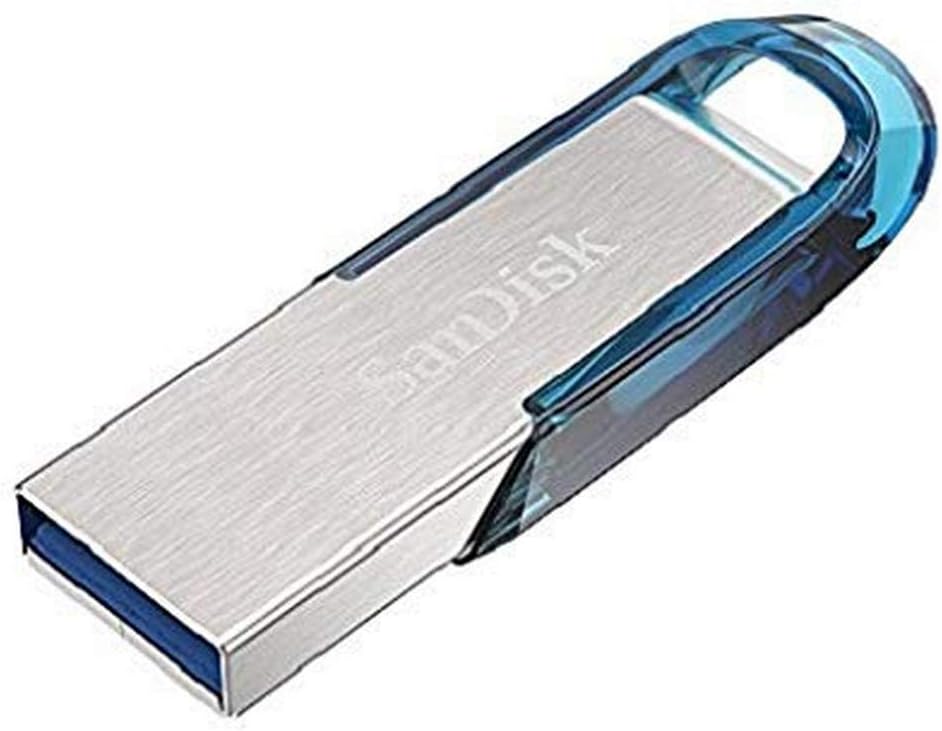 SanDisk Ultra Flair USB 3.0 Flash Drive 64 GB (Robuuste En Stijlvolle Metalen Behuizing, Wachtwoordbeveiliging, 150 MB/s Lezen) Blauw