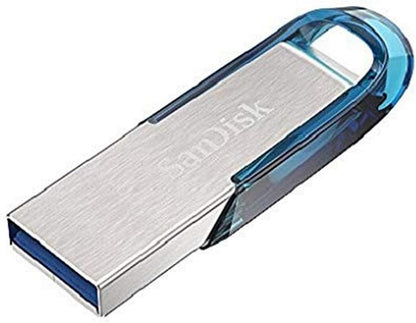 SanDisk Ultra Flair USB 3.0 Flash Drive 64 GB (Robuuste En Stijlvolle Metalen Behuizing, Wachtwoordbeveiliging, 150 MB/s Lezen) Blauw