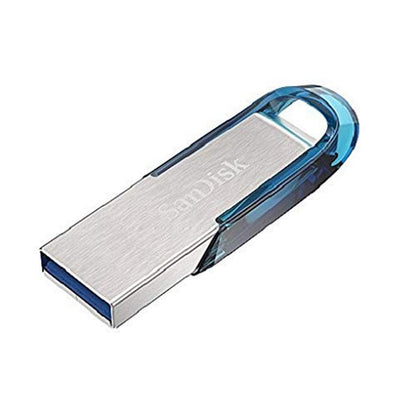 SanDisk Ultra Flair USB 3.0 Flash Drive 64 GB (Robuuste En Stijlvolle Metalen Behuizing, Wachtwoordbeveiliging, 150 MB/s Lezen) Blauw
