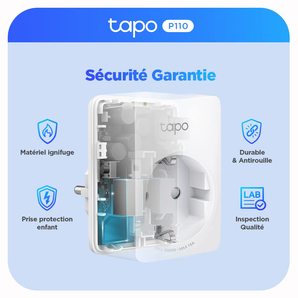 TP-link Tapo Smart WiFi-stopcontact Tapo P110 met energieverbruiksregeling, smart home Alexa-stopcontact, werkt met Alexa, Google Home, spraakbesturing, toegang op afstand, geen hub nodig 2 pack