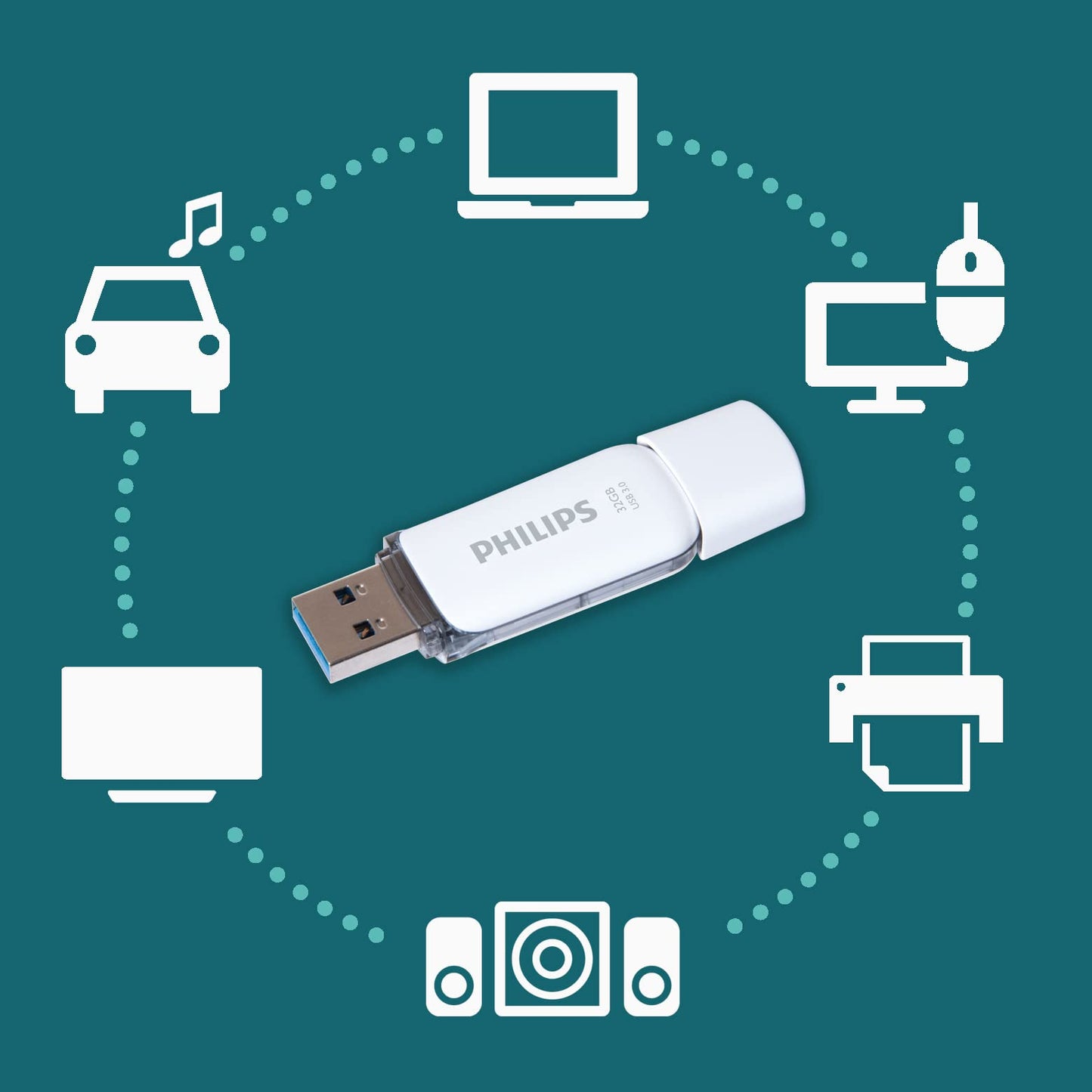 Philips Snow Edition Super Speed 3.0 USB Flash Drive 32GB for PC, Laptop, Computer, Read Speed up to 100MB/s