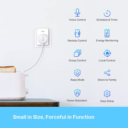 TP-link Tapo Smart WiFi-stopcontact Tapo P110 met energieverbruiksregeling, smart home Alexa-stopcontact, werkt met Alexa, Google Home, spraakbesturing, toegang op afstand, geen hub nodig, mini
