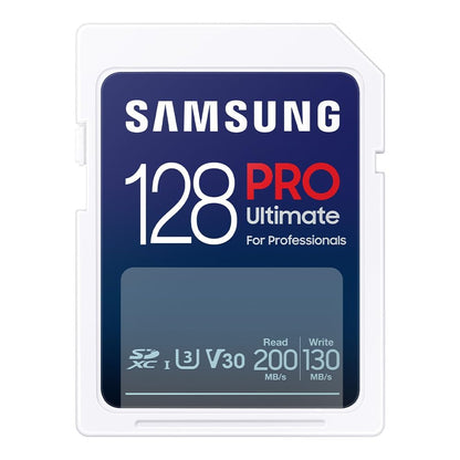 Samsung PRO Ultimate met kaartlezer – SD kaart 128 GB – 200 & 130 MB/s – Geheugenkaart camera