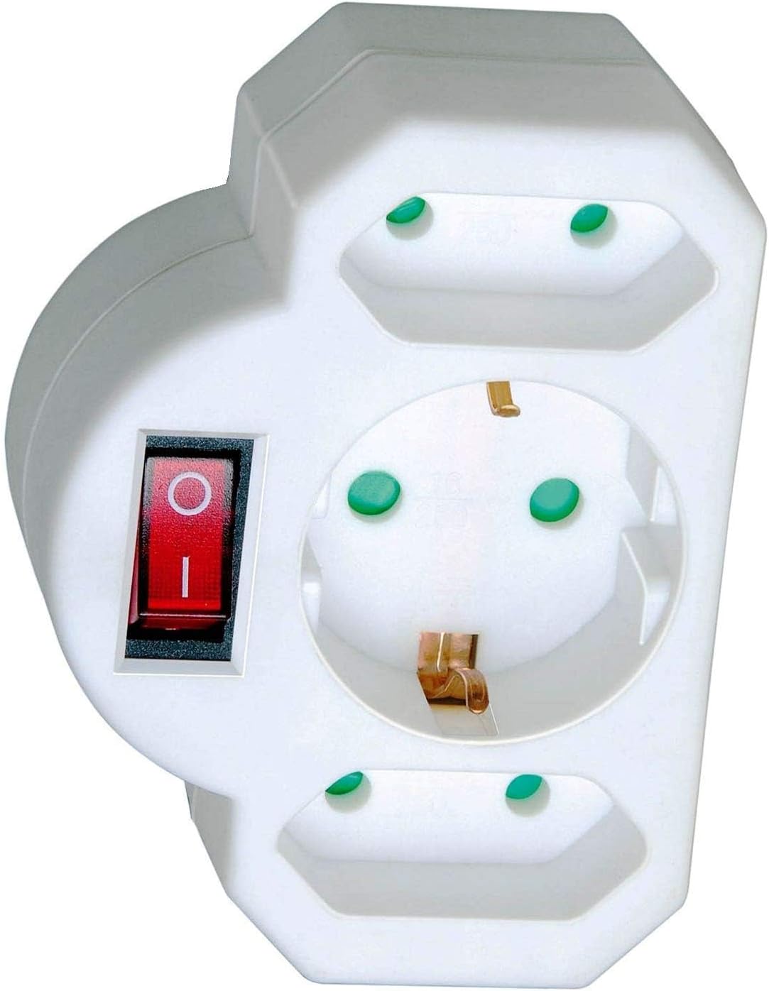 Brennenstuhl meervoudige stekkerdoos, 3-voudige stekkeradapter met schakelaar (tussenstekker bestaande uit 2 x Eurostopcontact & 1 x geaard contact), verticale stekker