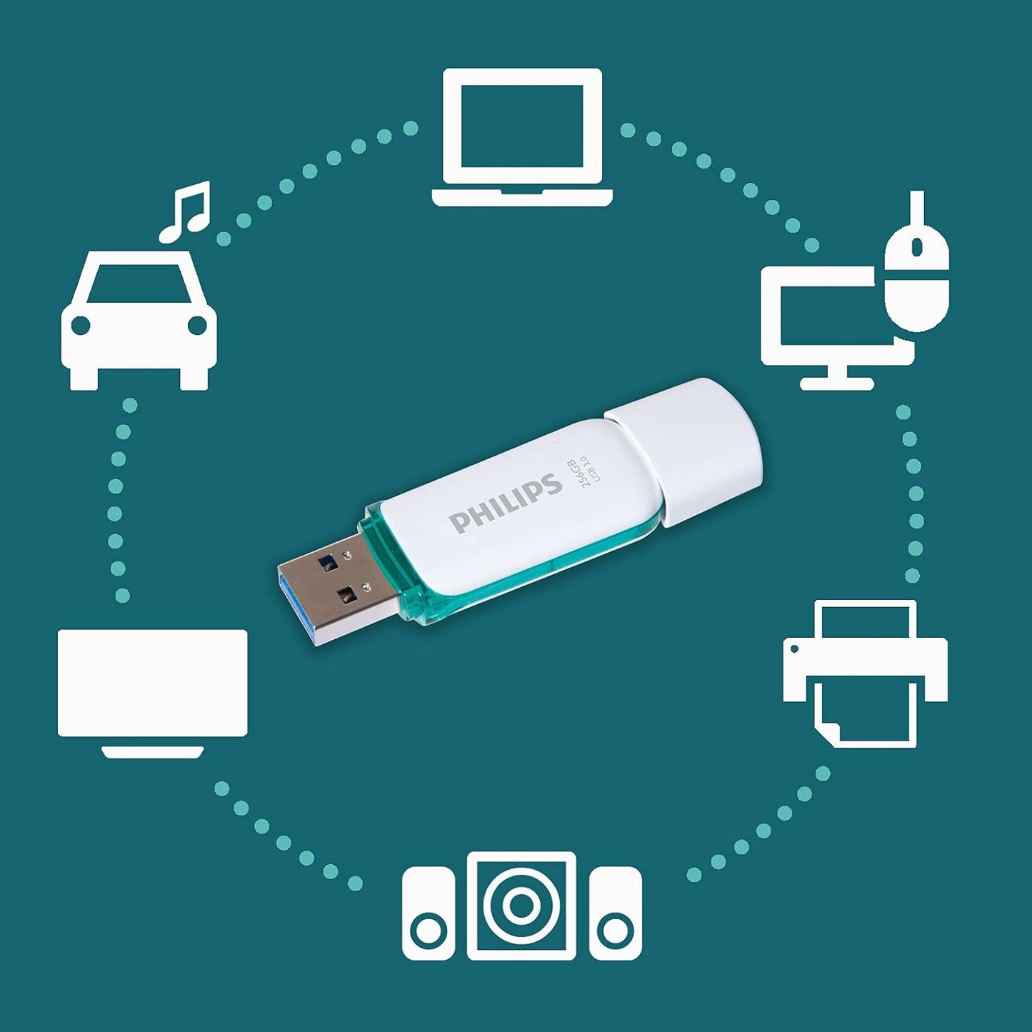 Philips Snow Edition Super Speed 3.0 USB flash drive 8 GB voor PC, laptop, computer, leessnelheid tot 100 MB/s