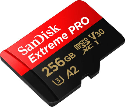 SanDisk Extreme PRO 256 GB MicroSDXC UHS‐I‐Kaart Met SD-Adapter (A2 App Performance, 2 Jaar RescuePRO Deluxe Software, Leessnelheden Tot 200 MB/s, Class 10, UHS-I, U3, V30, 30 Jaar Garantie) Zwart