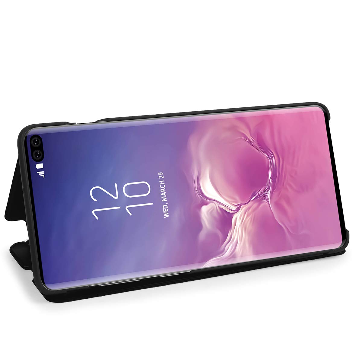 Protective Case for Samsung Galaxy S10 Plus, Flip Case Clear View Cover Flip Case (Black)