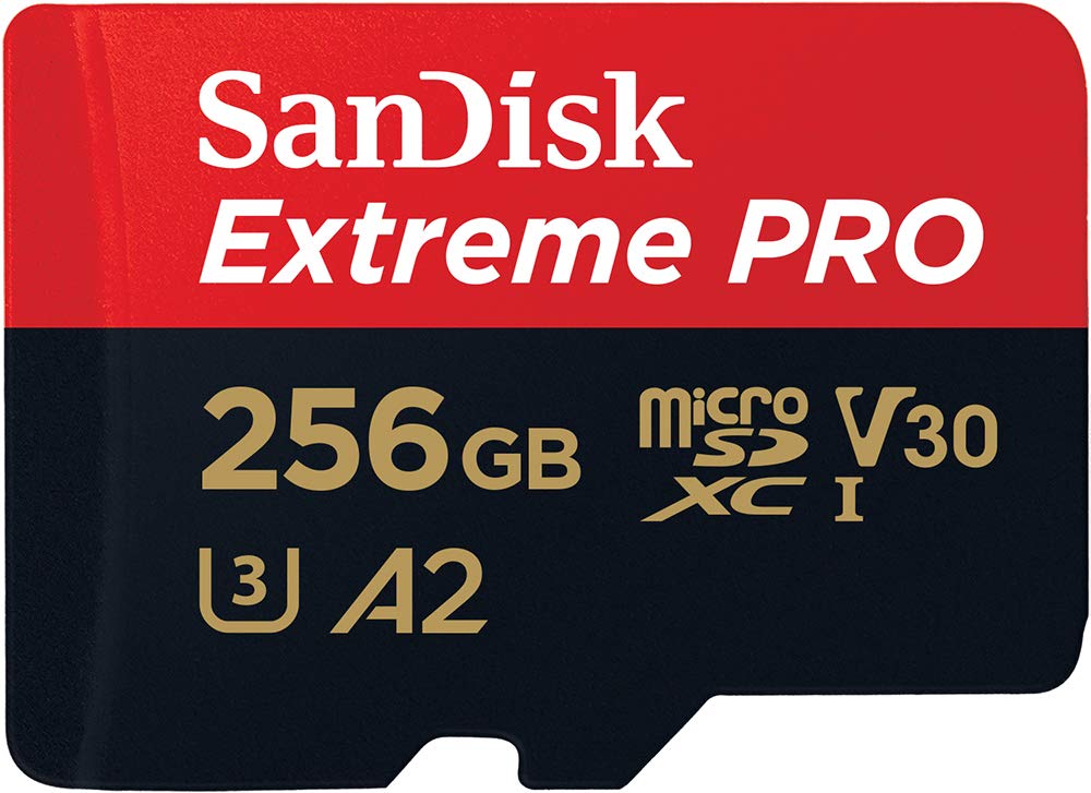 SanDisk Extreme PRO 256 GB MicroSDXC UHS‐I‐Kaart Met SD-Adapter (A2 App Performance, 2 Jaar RescuePRO Deluxe Software, Leessnelheden Tot 200 MB/s, Class 10, UHS-I, U3, V30, 30 Jaar Garantie) Zwart