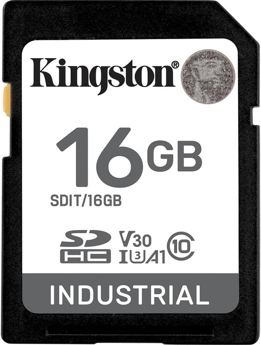 Kingston Industriële SD-kaart, tot 100 MB/s, hoog uithoudingsvermogen, UHS-I U3 V30 A1, (SDIT/16GB)