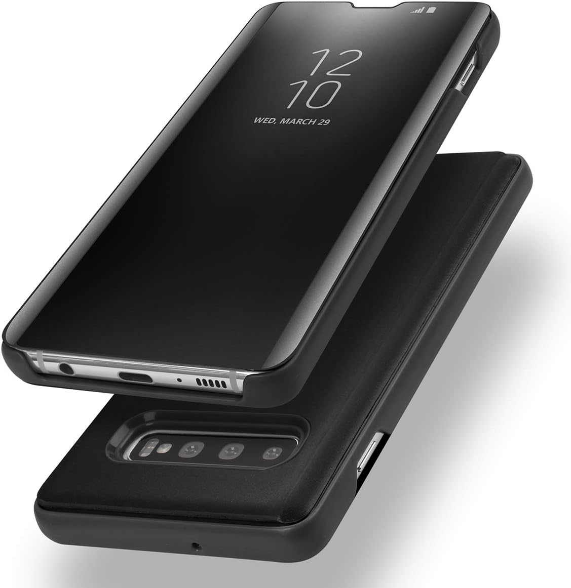 Protective Case for Samsung Galaxy S10 Plus, Flip Case Clear View Cover Flip Case (Black)
