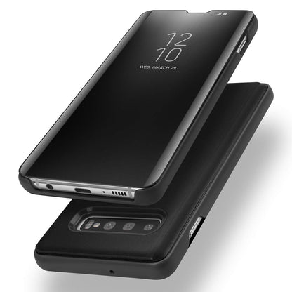 Protective Case for Samsung Galaxy S10 Plus, Flip Case Clear View Cover Flip Case (Black)