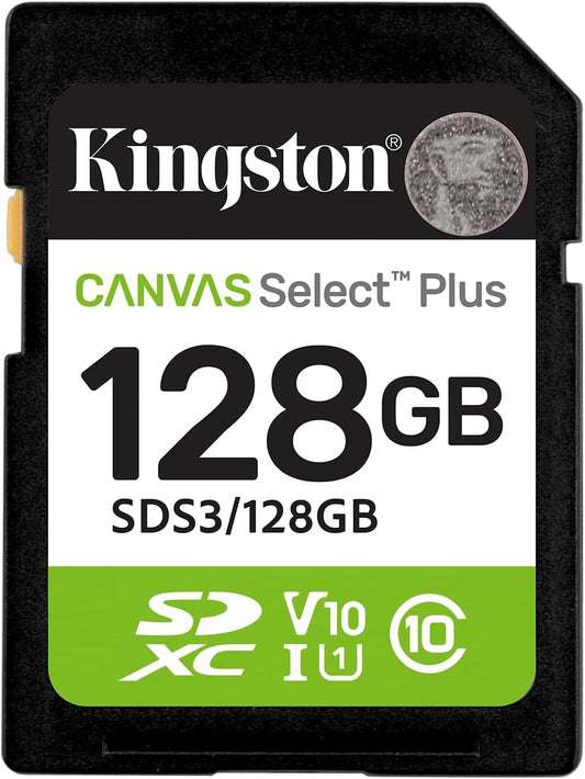 Kingston Canvas Select Plus SD Memory Card 128GB SDXC Gen3 150MB/s C10 UHS-I U1 V10