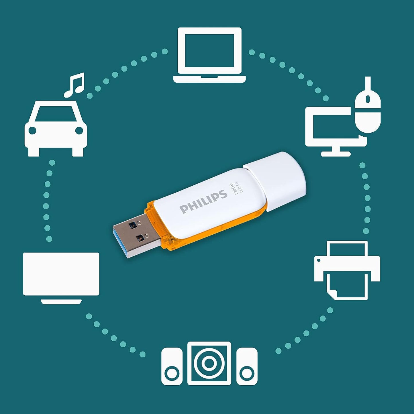 Philips Snow Edition Super Speed 3.0 USB flash drive 8 GB voor PC, laptop, computer, leessnelheid tot 100 MB/s