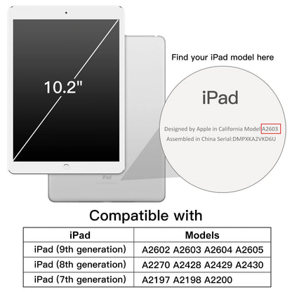 JETech Rotating Case for iPad 9/8/7 (10.2-Inch, 2021/2020/2019 Model, 9th/8th/7th Generation) with Pencil Holder, 360-Degree Rotation Protective Stand Cover Clear Back Cover (Navy)