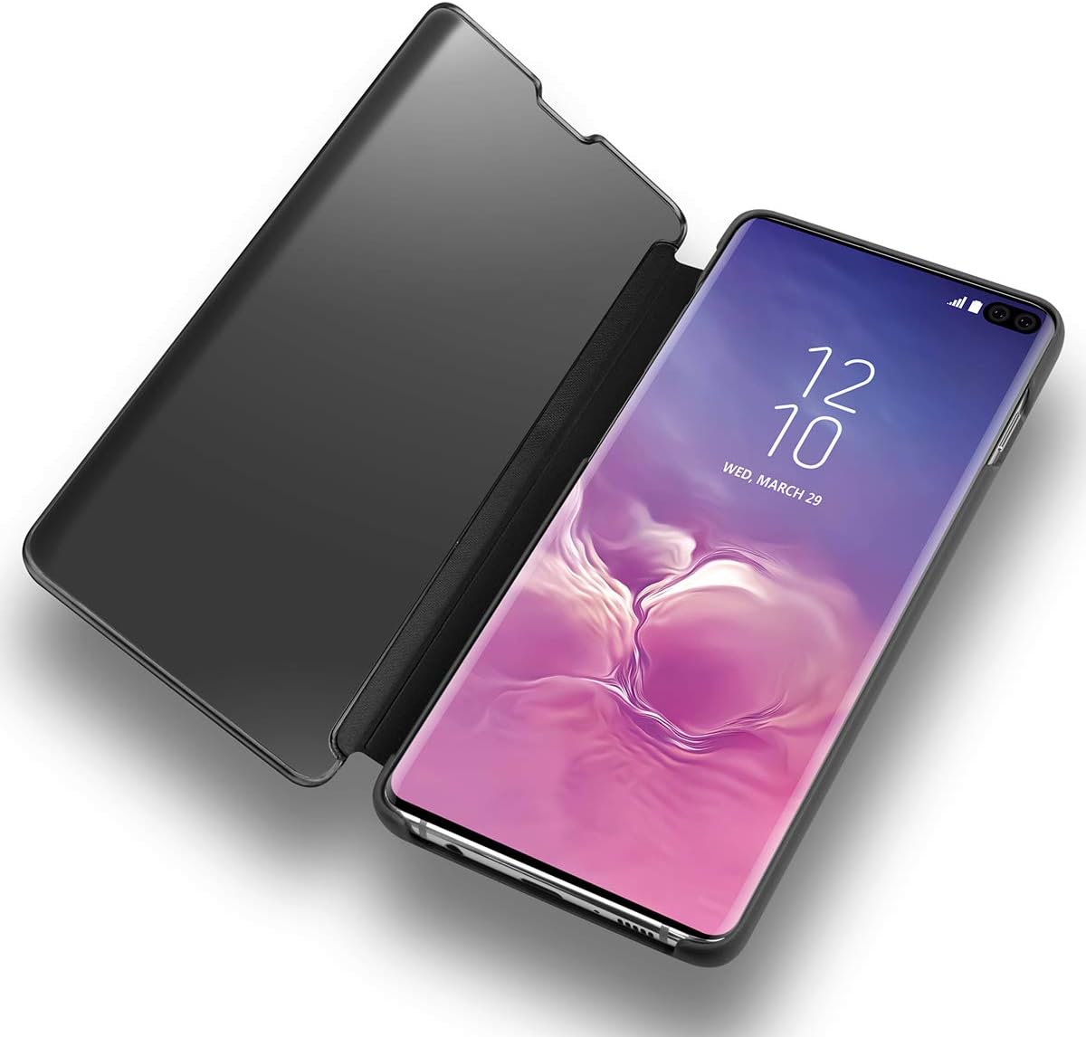 Protective Case for Samsung Galaxy S10 Plus, Flip Case Clear View Cover Flip Case (Black)