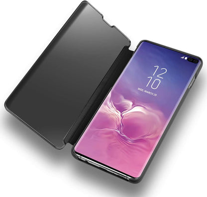 Protective Case for Samsung Galaxy S10 Plus, Flip Case Clear View Cover Flip Case (Black)