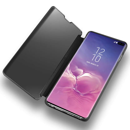 Protective Case for Samsung Galaxy S10 Plus, Flip Case Clear View Cover Flip Case (Black)