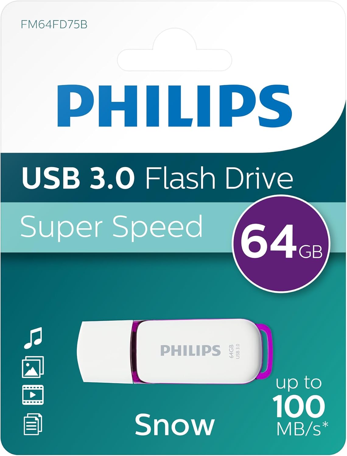 Philips Snow Edition Super Speed 3.0 USB flash drive 8 GB voor PC, laptop, computer, leessnelheid tot 100 MB/s