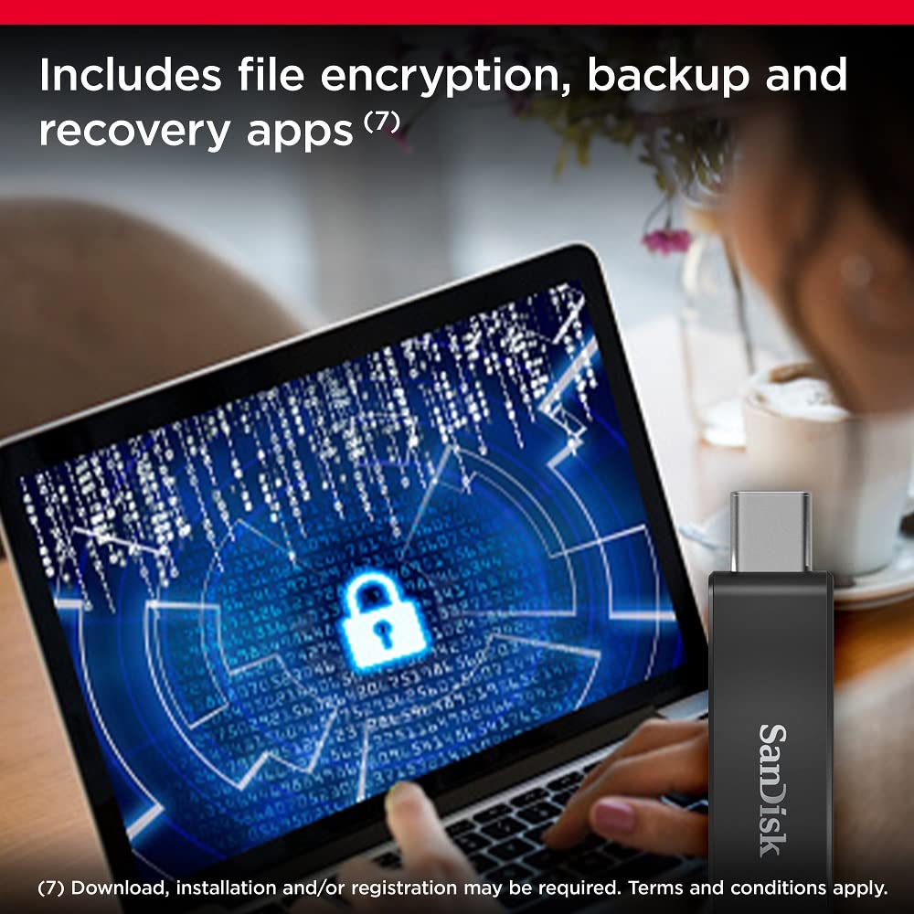 SanDisk Ultra USB Type-C Flash Drive 128GB (For USB Type-C Computers, Smartphones And Tablets, Read Speeds Up To 150MB/s, SanDisk SecureAccess Software, RescuePRO Deluxe Software, Back-Up Function)