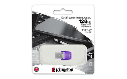 Kingston DataTraveler microDuo 3C USB-flashstation 128GB USB Gen 3 Type-C en Type-A - DTDUO3CG3/128GB