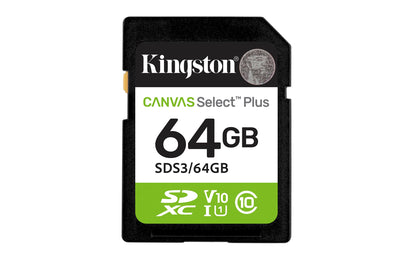 Kingston Canvas Select Plus SD-geheugenkaart 64GB SDXC Gen3 100MB/s C10 UHS-I U1 V10 - SDS3/64GB