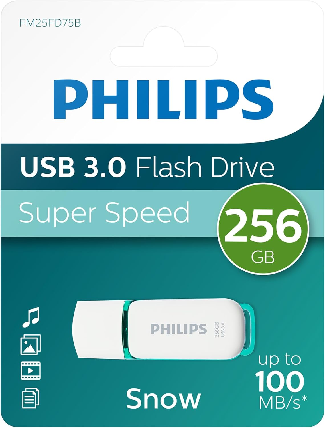 Philips Snow Edition Super Speed 3.0 USB flash drive 8 GB voor PC, laptop, computer, leessnelheid tot 100 MB/s